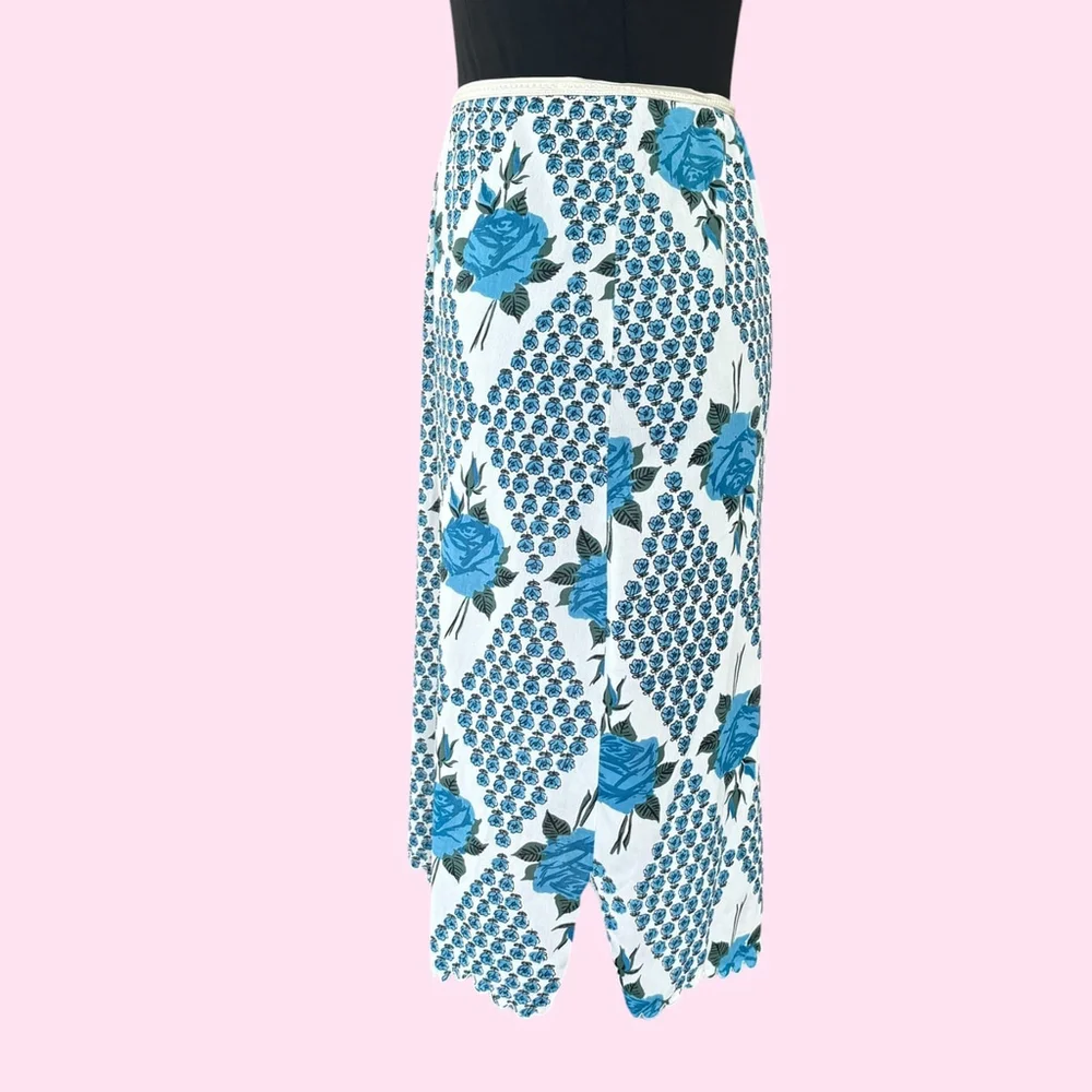 Vintage Blue Rose Slip Skirt 40s 50s - Picture 2 of 9